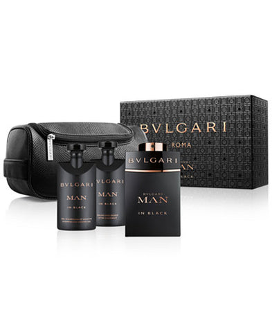 Bvlgari Man in Black 4-piece Gift Set 3.4oz EDP/2.5oz Aftershave/2.5oz Shampoo/Pouch General Bvlgari
