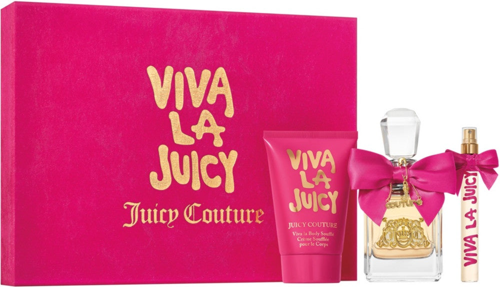 Viva La Juicy W 3.4 OZ&.33 OZ EDP &4.2 OZ body Souffle AuraFragrance