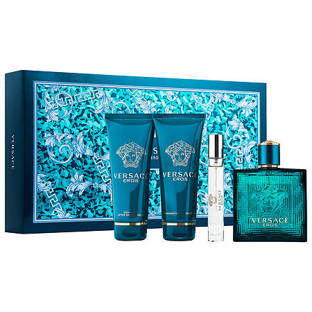 Versace Eros for Men 3.4oz EDT/3.4oz SG/3.4oz AS/.3oz Mini EDT General Versace