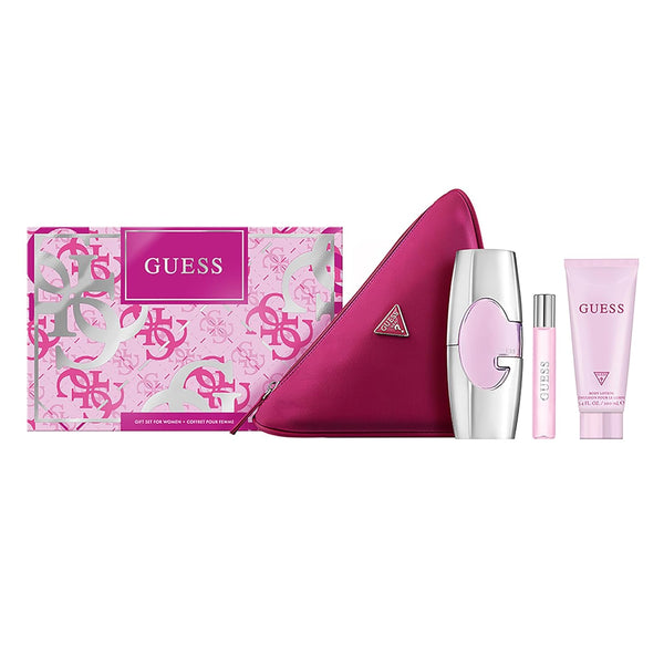 Guess Pink for Women 2.5oz EDP & 3.4 Body Lotion & 0.5oz Mini & Bag General Guess