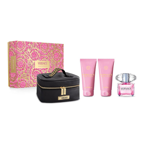Versace Bright Crystal 3.0oz EDT & 3.4oz BL & 3.4oz SG & Black Bag