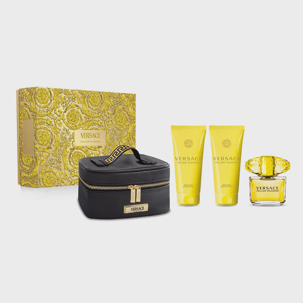 Versace Yellow Diamond Women Set 3.0oz EDT & 3.4oz SG & 3.4oz BL & Black Bag