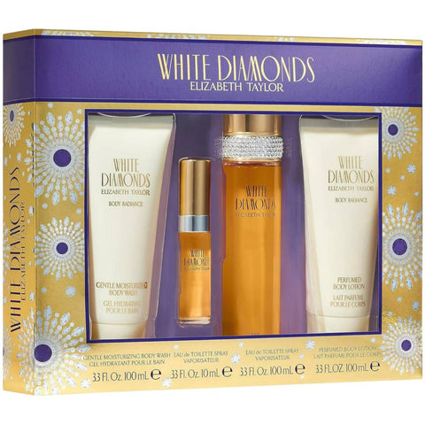 White Diamonds Women Set 3.3oz EDT & 3.3 BL & 3.3 SG & .33oz EDP General Elizabeth Taylor