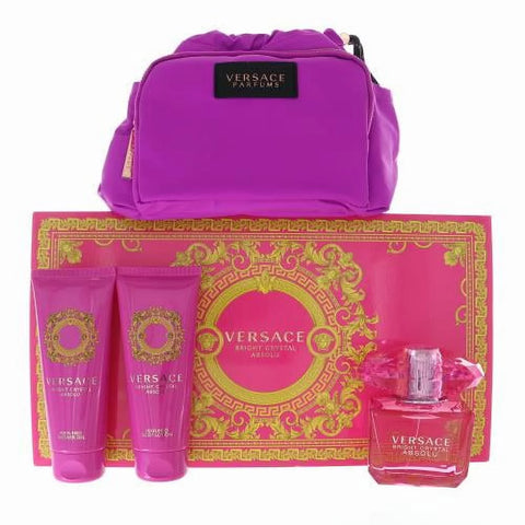 Versace Bright Crystal Absolu 3oz EDP & 3.4oz SG & 3.4oz Body Lotion & Bag