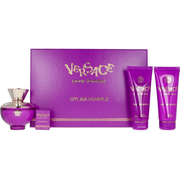 Versace Dylan Purple Women Set 3.4oz EDP & 3.4oz BL & 3.4oz SG & .34oz Mini