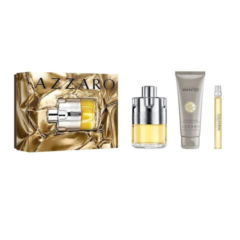 Azzaro Wanted Set 3.4oz EDT & .34oz Mini & 2.5oz Shampoo Azzaro