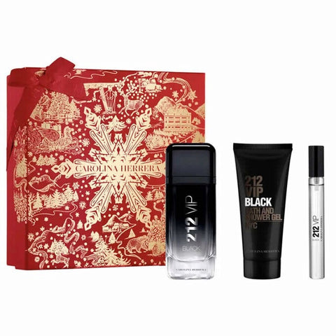 212 VIP Black Men Set 3.4oz EDP & .34oz Mini & 3.4oz SG Carolina Herrera
