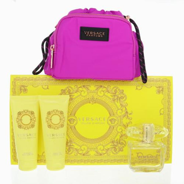 Versace Yellow Diamond Women Set 3.0oz EDT & 3.4oz SG & 3.4oz BL & Purple Bag General Versace