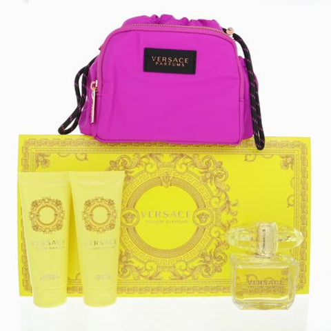 Versace Yellow Diamond Women Set 3.0oz EDT & 3.4oz SG & 3.4oz BL & Purple Bag