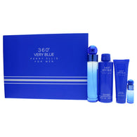 360 Very Blue Men Set 3.4oz EDT & 6oz Body Spray & 3oz SG & .25oz Mini General Perry Ellis