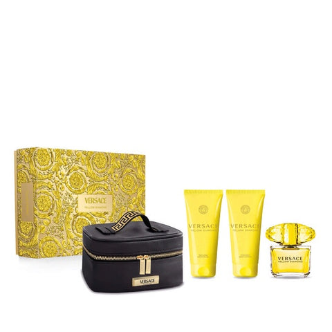 Versace Yellow Diamond Women Set 3.0oz EDT & 3.4oz SG & 3.4oz BL & Black Bag