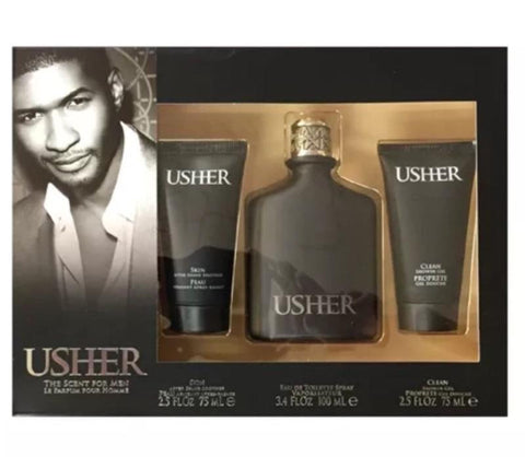 USHER HE By Usher EDT 3.4oz/After S 2.5oz/Shower G 2.5oz For Men - Aura Fragrances