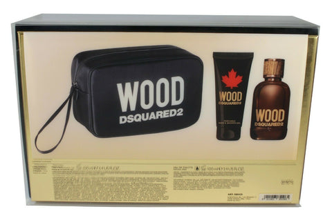 Wood Dsquared2 for Men 3.4oz EDT & 3.4oz Shower Gel & Bag