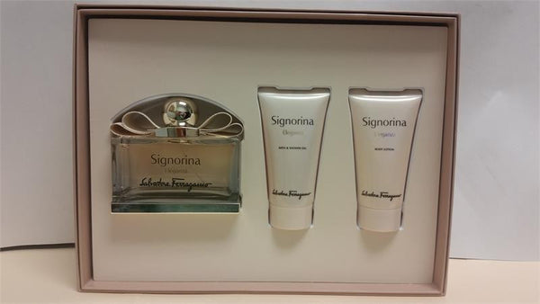 SIGNORINA ELEGANZA By Ferragamo EDT 3.4 oz/Body Lotion 1.7/ Shower Gel 1.7 oz - Aura Fragrances