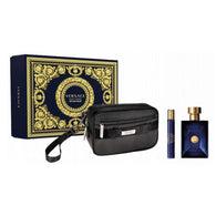 Versace Dylan Blue Men Set 3.4oz EDT & .34oz EDT Mini & Black Trousse