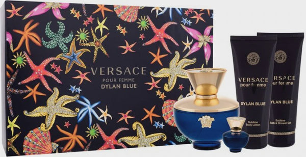 Versace Dylan Blue Women Set 3.4oz EDP & 3.4oz BL & 3.4oz SG & .17oz Mini General Versace