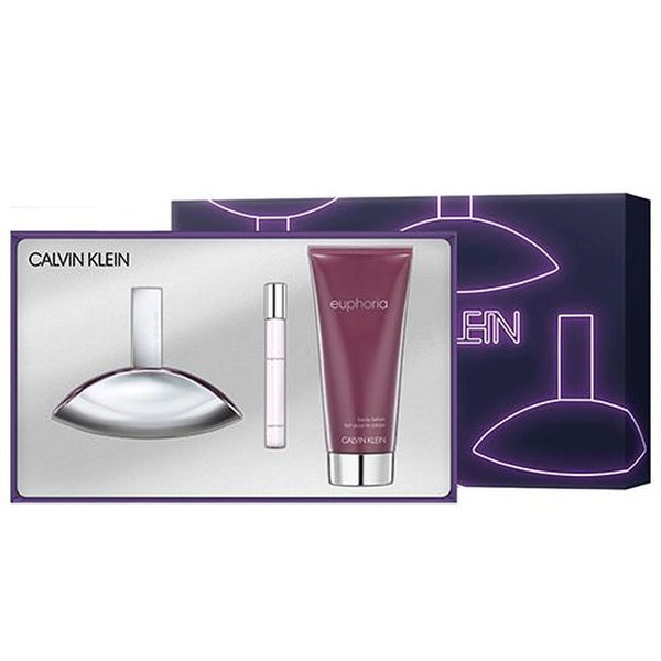 Euphoria Women Gift Set 3.4oz EDP & .33oz EDP & 6.7oz BL General Calvin Klein