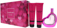Bebe Love Women Gift Set 3.4oz EDP & 3.4 Body Lotion & 3.4 Shower Gel