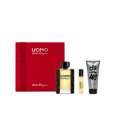 Ferragamo Uomo Men Set 3.3oz EDT & .34oz EDT & 3.3oz SG