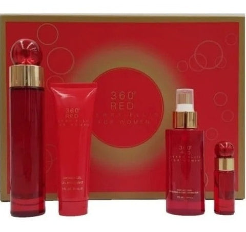 360 Red Perry Ellis Women Set 3.4oz EDP & 4oz BM & 3oz SG & .33oz EDP