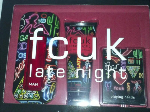 FCUK LATE NIGHT For Men EDT 3.4 OZ./ B. S. 3.4 OZ. /PLAYING CARDS - Aura Fragrances