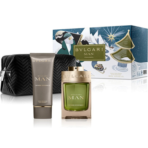 Bvlgari Man Wood Essence Set 3.4oz EDP & 3.4oz After Shave & Pouch