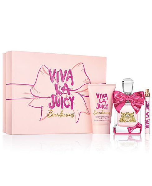 Viva La Juicy Bowdacious Women Gift Set 3.4oz EDP & 4.2oz Body Souffle & .33oz Travel Spray