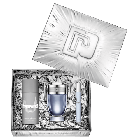 Invictus Gift Set 3.4oz EDT & 5.1oz Deodorant Spray & .34oz Travel Spray