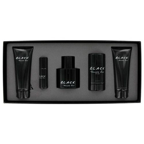 BLACK For Men by Kenneth Cole 5pcs  Gift Set - 3.4 oz EDT Spray - Aura Fragrances