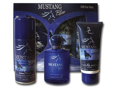 MUSTANG BLUE For Men by Dorall Collection EDT 3.3 OZ. / DEO 3.3 OZ. / S. G. 3.3 OZ. - Aura Fragrances