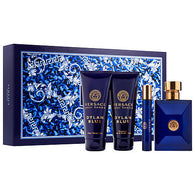 Versace Dylan Blue for Men Gift Set 3.4oz EDT/.3oz EDT/3.4oz AS/3.4oz SG - Aura Fragrances